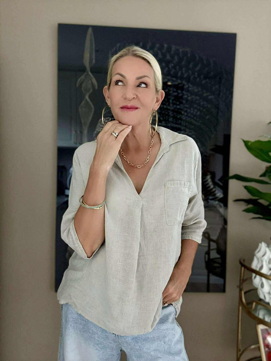 Cherry Linen Blouse