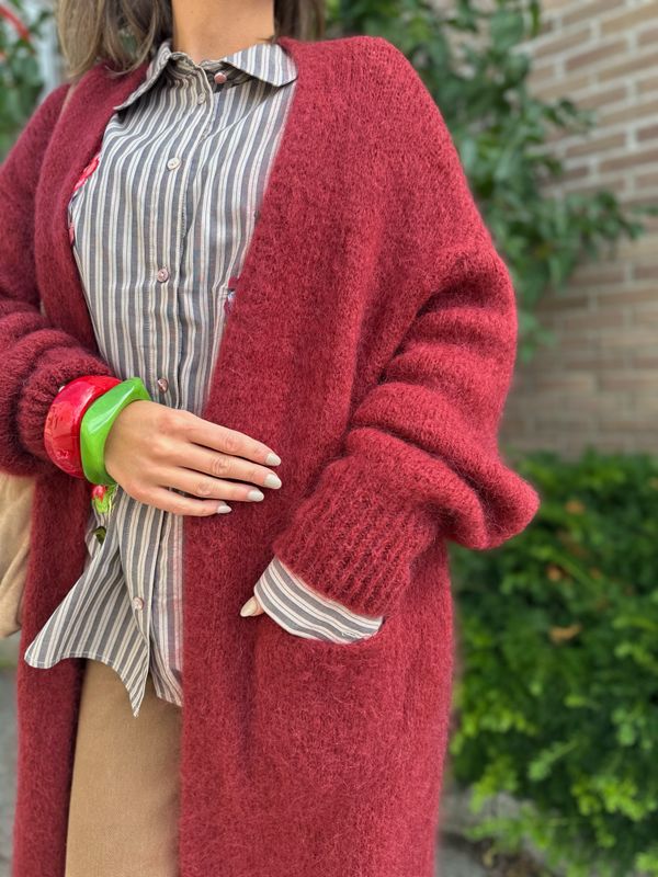 Long Mohair Knit Cardigan