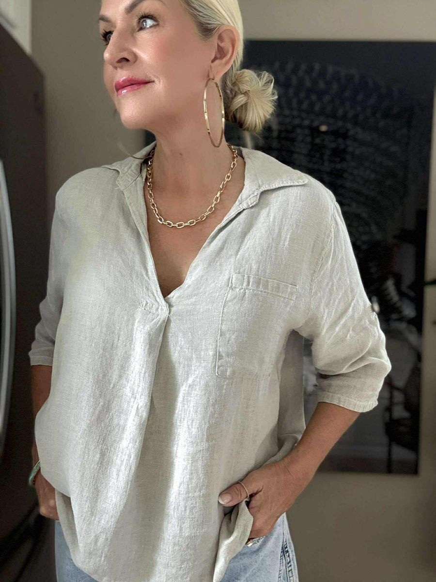 Cherry Linen Blouse